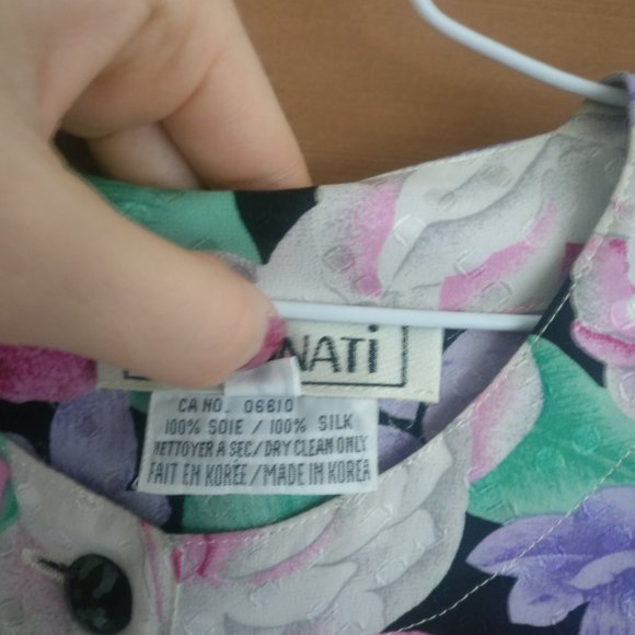 100% silk flower blouse dress - Picture 2 of 3